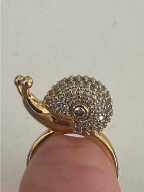 Gold Tone Crystal Snail Ring - Elegant Women’s Jewelry